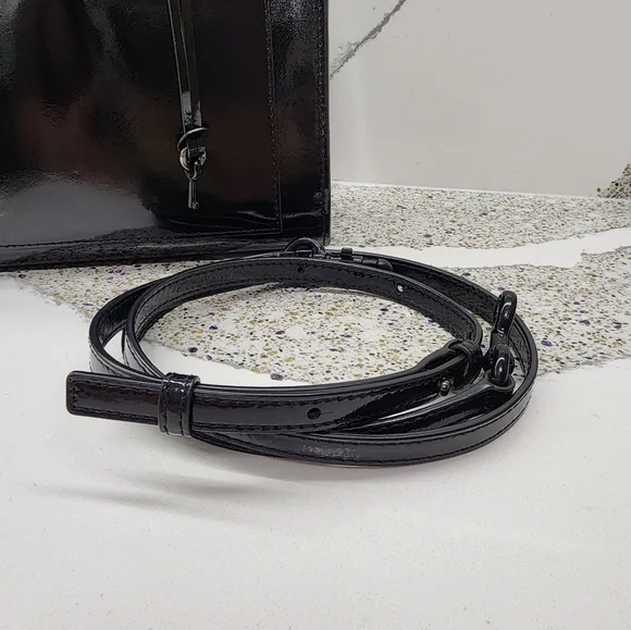 MARC JACOBS Mini Grind Patent Crossbody Tote In Black - Picture 14 of 15